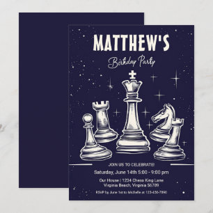 Invitation Cosmic Chess Thème Moderne Stars Anniversaire Fête