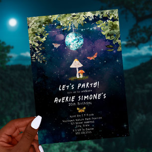 Invitation Cosmic Cottagecore Disco Woodland fête d'anniversa