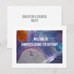 Invitation Cosmic Galaxy Abstrait Coloré 5ème Anniversaire 