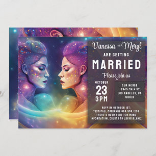 Invitation Cosmic Rainbow Feminine Energy Lesbian Mariage