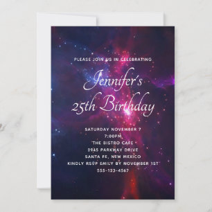 Invitation Cosmic Space Stars et Nebula Anniversaire