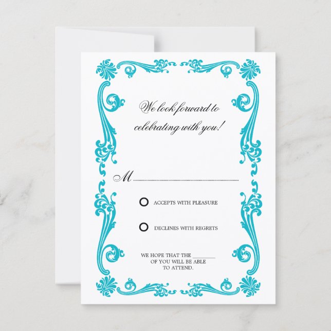 Invitation Cosmopolitan Flourish et Swirls RSVP (Dos)