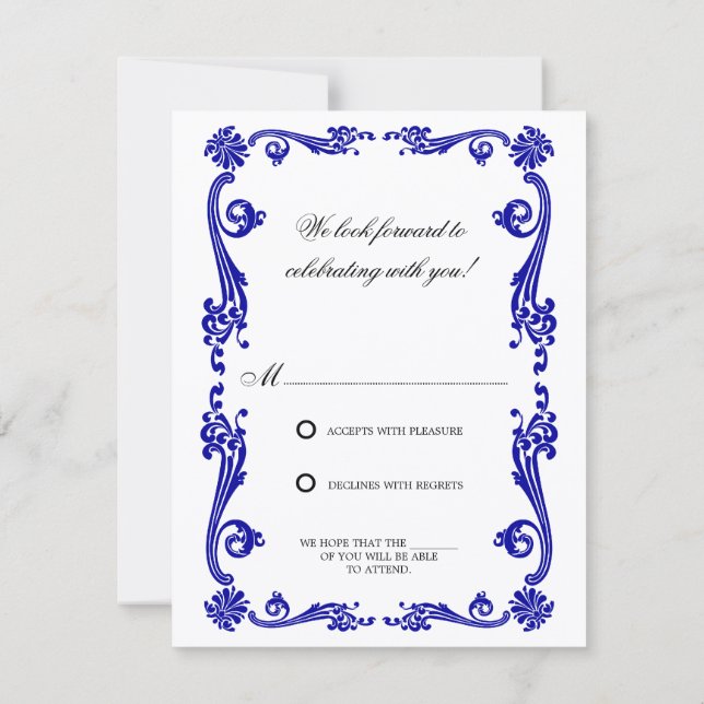 Invitation Cosmopolitan Flourish et Swirls RSVP (Dos)