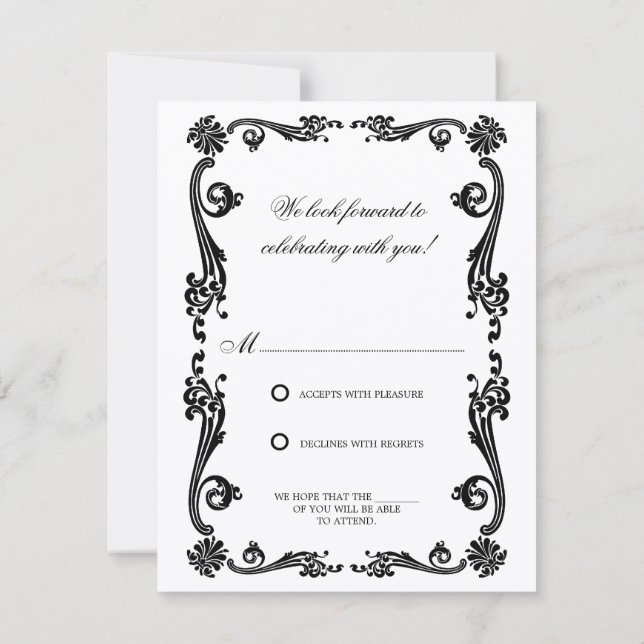 Invitation Cosmopolitan Flourish et Swirls RSVP (Dos)