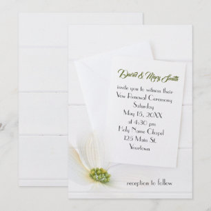 Invitation Cosmos Blanc sur Bois Renouvellement de Voeux