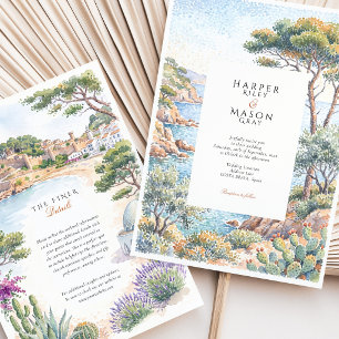 Invitation Costa Brava Espagne Mariage Destination Aquarelle