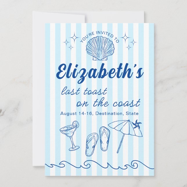 Invitation Costal Beach Bachelorette Destination (Devant)