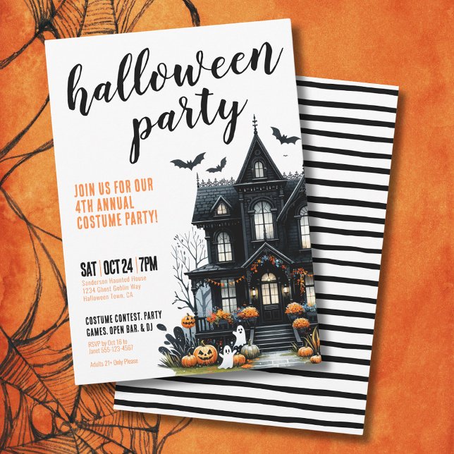 Invitation Costume annuel Haunted Maison Halloween Party (Annual Costume Haunted House Halloween Party Invitation)
