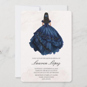 Invitation Costume bleu marine quinceañera