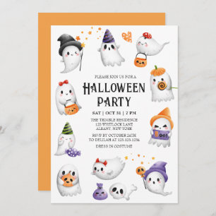 Invitation Costume Cadre Fantôme Cute Halloween Party