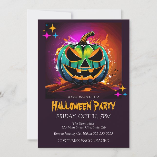 Invitation Costume Citrouille déplaisant Halloween Party (Devant)
