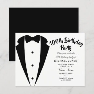 Invitation Costume & Cravate hommes 100e anniversaire invitat