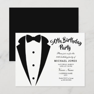 Invitation Costume & Cravate mens 50e anniversaire de fête in
