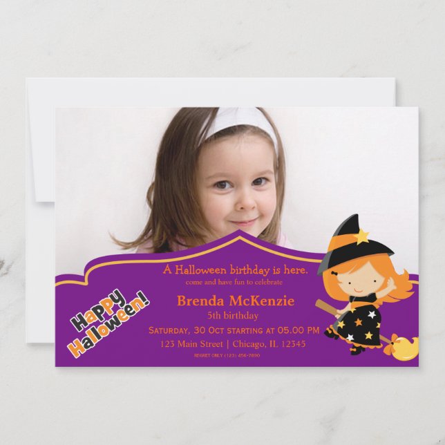 Invitation Costume d'anniversaire d'Halloween (Devant)