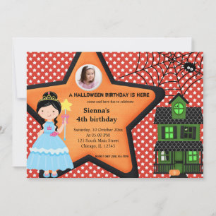 Invitation Costume d'anniversaire d'Halloween (rouge)