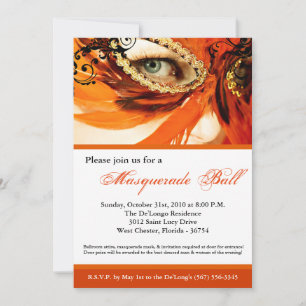 Invitation Costume de bal Mascaré Orange Halloween