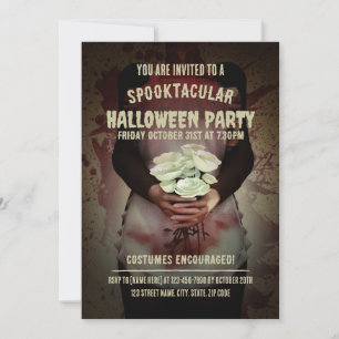 Invitation Costume de bonne ensanglantée. Fête d'Halloween