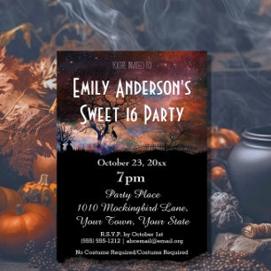 Invitation Costume de chat de chats d'Halloween Sweet 16 Anni