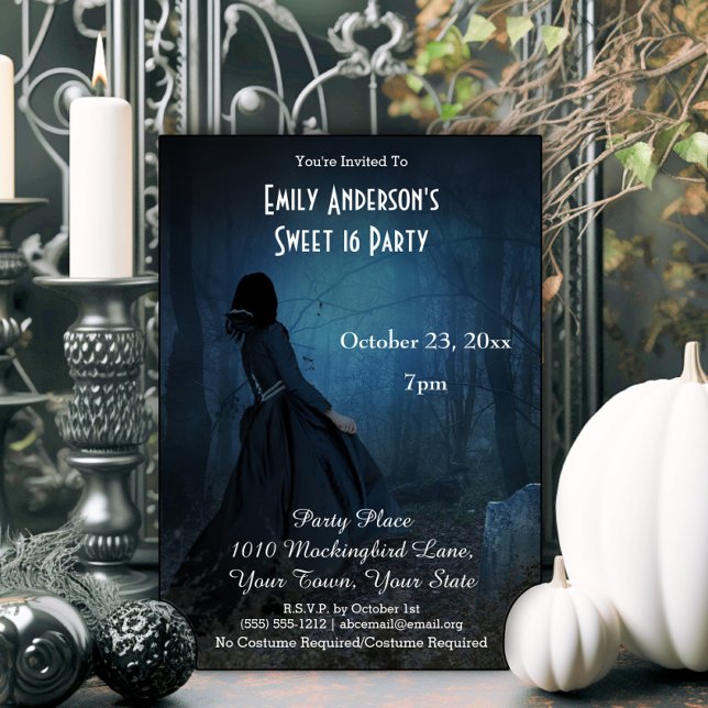 Invitation Costume de cimetière gothique d'Halloween Sweet 16 (Créateur téléchargé)