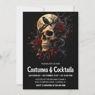 Invitation Costume de cocktails Halloween Crâne Effrayant Fêt