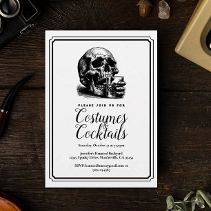 Invitation Costume de crâne gothique noir Halloween Party
