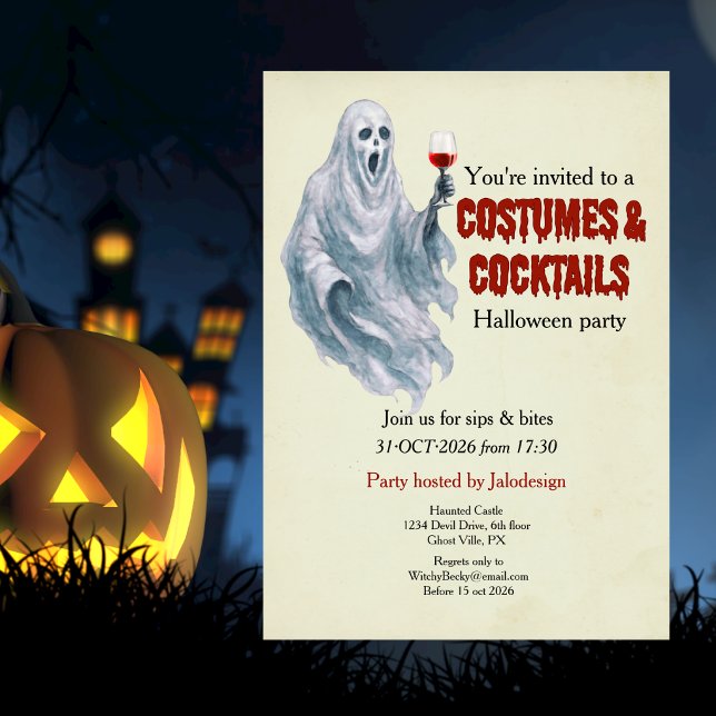 Invitation Costume de fantôme effrayant Cocktail Soirée Hallo (Créateur téléchargé)
