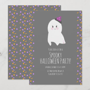 Invitation Costume de fantôme mignon pour Halloween et annive