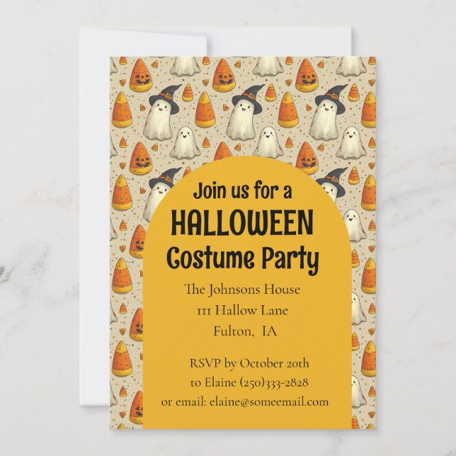Invitation Costume de fantômes mignons pour soirée Halloween (Devant)