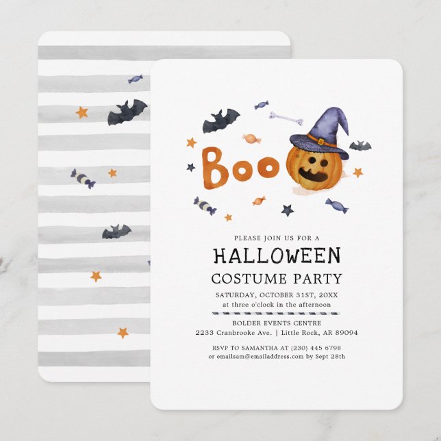 Invitation Costume de fête d'automne Halloween Citrouille (Devant / Derrière)