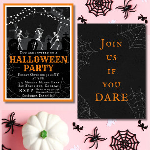 Invitation Costume de fête de skeletons de cimetière d'Hallow