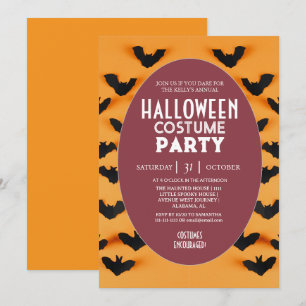 Invitation Costume de fête d'Halloween à motif de chauve-sour