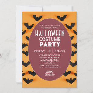 Invitation Costume de fête d'Halloween à motif de chauve-sour