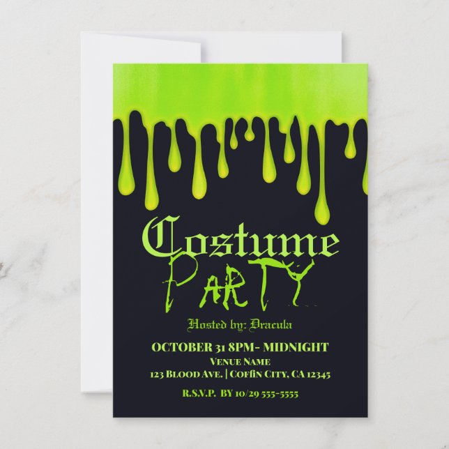 Invitation Costume de fête d'Halloween avec de la bave verte  (Devant)