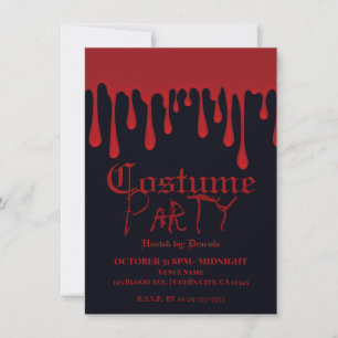 Invitation Costume de fête d'Halloween avec du sang rouge qui