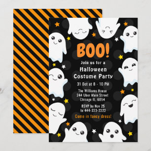 Invitation Costume de fête d'Halloween de fantômes mignons