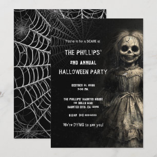 Invitation Costume de fête d'Halloween de poupée squelette ha