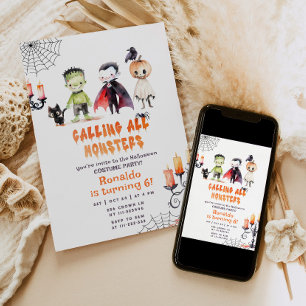 Invitation Costume de fête d'Halloween garçon anniversaire mo