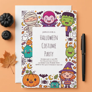 Invitation Costume de fête d'Halloween pour adorables petits 