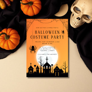 Invitation Costume de fête d'Halloween pour adulte moderne or