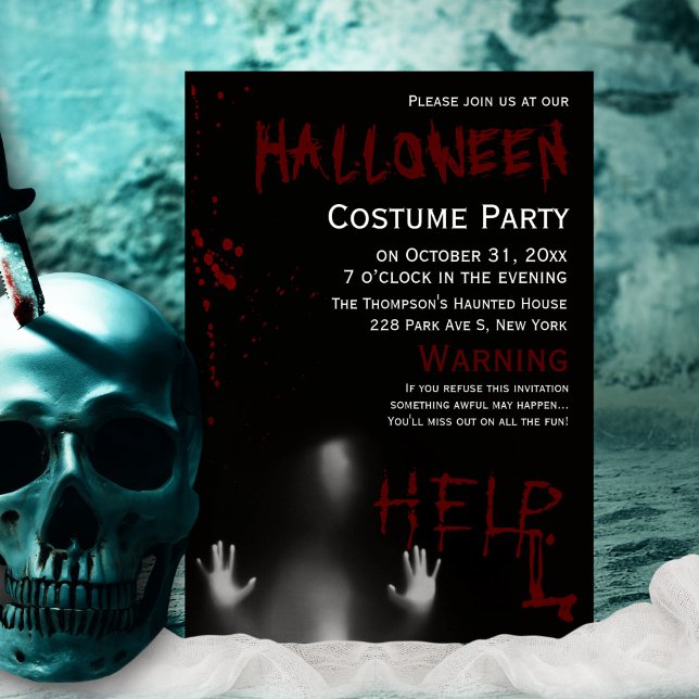 Invitation Costume de fête d'Halloween sanglant moderne effra (Créateur téléchargé)