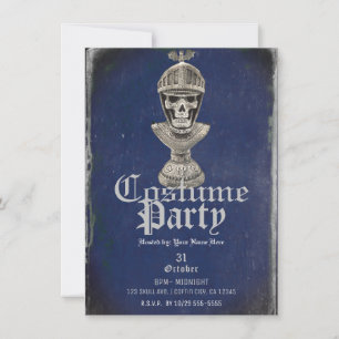 Invitation Costume de fête d'Halloween squelette bleu chevali