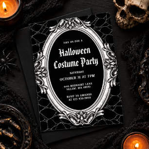 Invitation Costume de fête d'Halloween vintage noir élégant