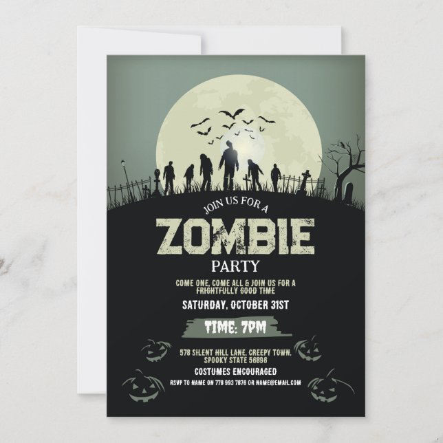 Invitation Costume de fête d'Halloween Zombie Horreur (Devant)