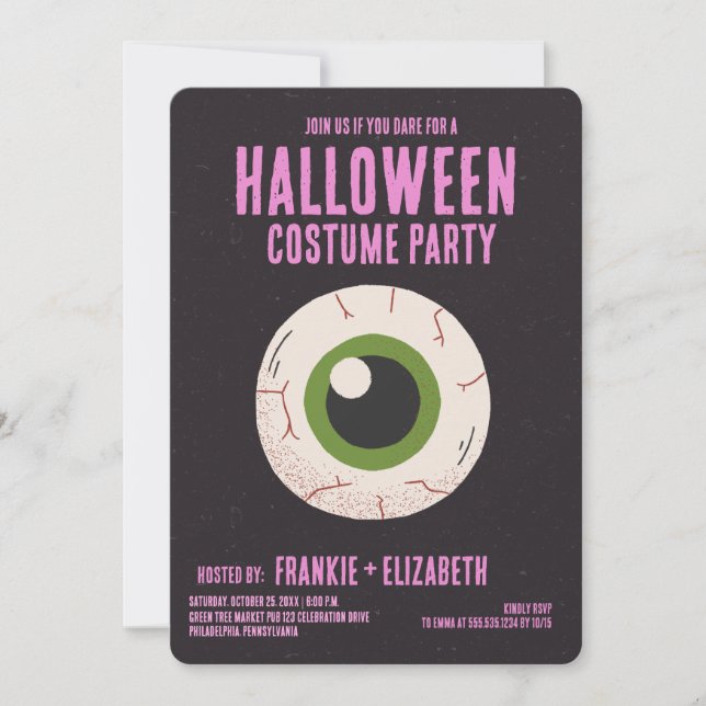 Invitation Costume de fête Halloween de fantôme avec sorcière (Devant)