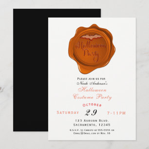 Invitation Costume de fête Halloween en cire d'orange scellé
