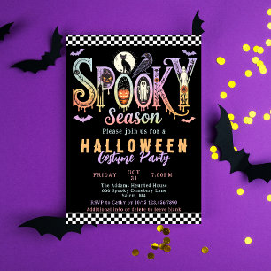 Invitation Costume de fête rétro Halloween noir vintage épouv