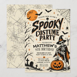 Invitation Costume de Halloween squelette vintage pour fête d