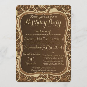Invitation Costume de montre à vapeur et fête d'anniversaire
