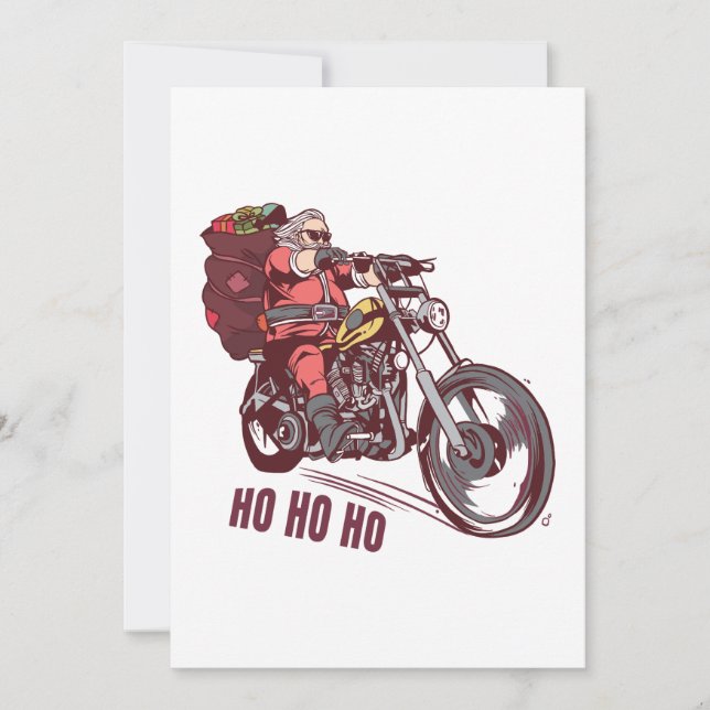 Invitation Costume de Noël père Noël Biker pour les motards (Devant)