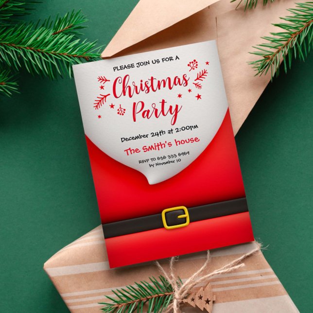 Invitation Costume de Père Noël en cartoon avec boucle de cei (Créateur téléchargé)